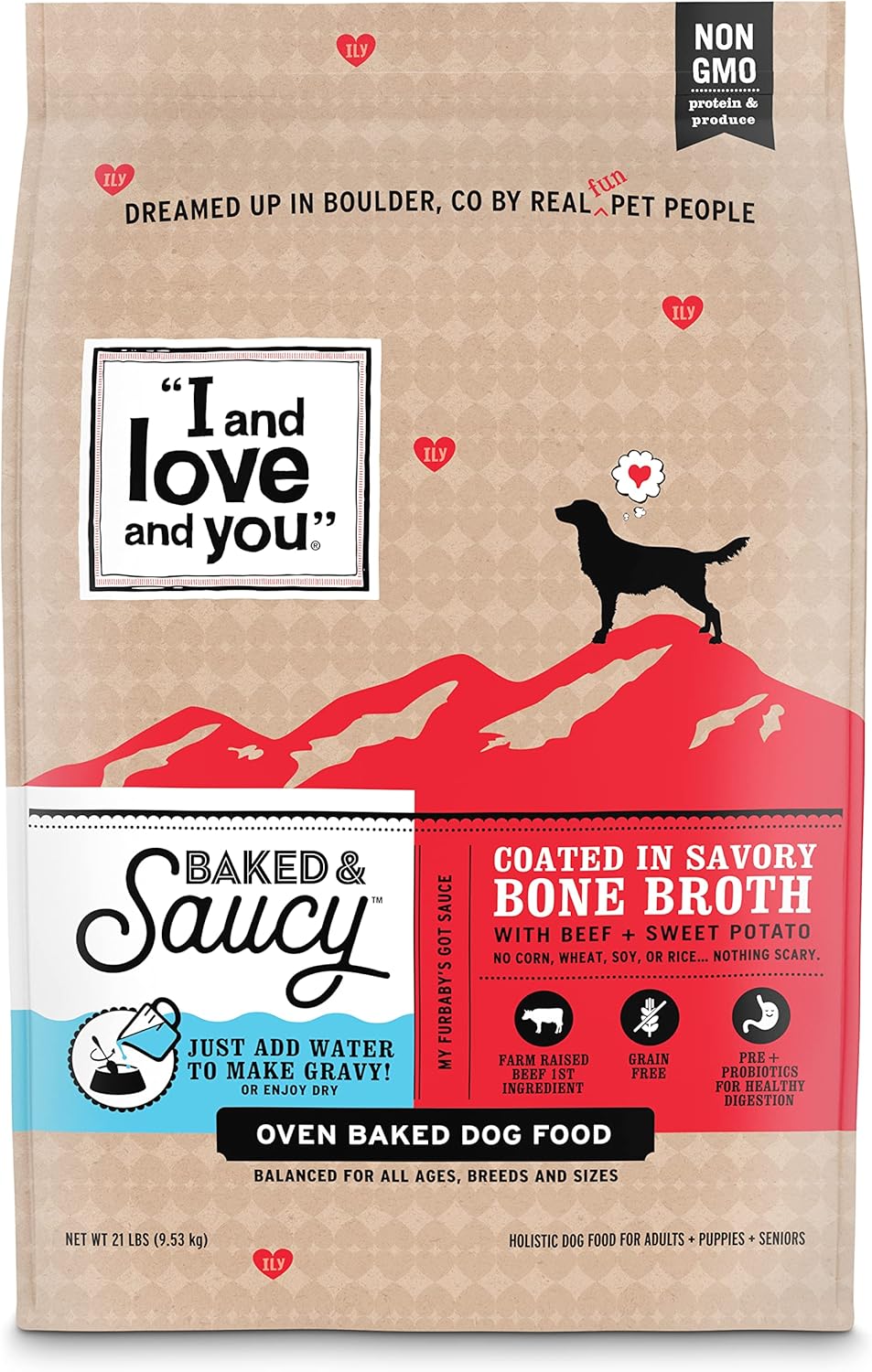 Baked and Saucy Dry Dog Food with Beef and Sweet Potato