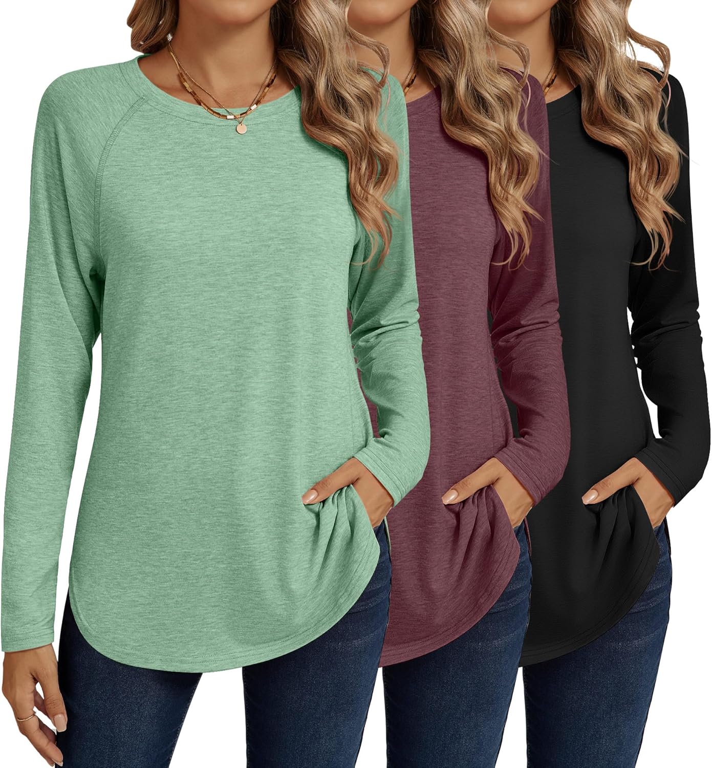 Ficerd Women's Long Sleeve T-Shirts for Casual Fall Fashion
