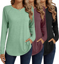 Ficerd Women's Long Sleeve Crew Neck Tunic Tops (Style D2HQ)