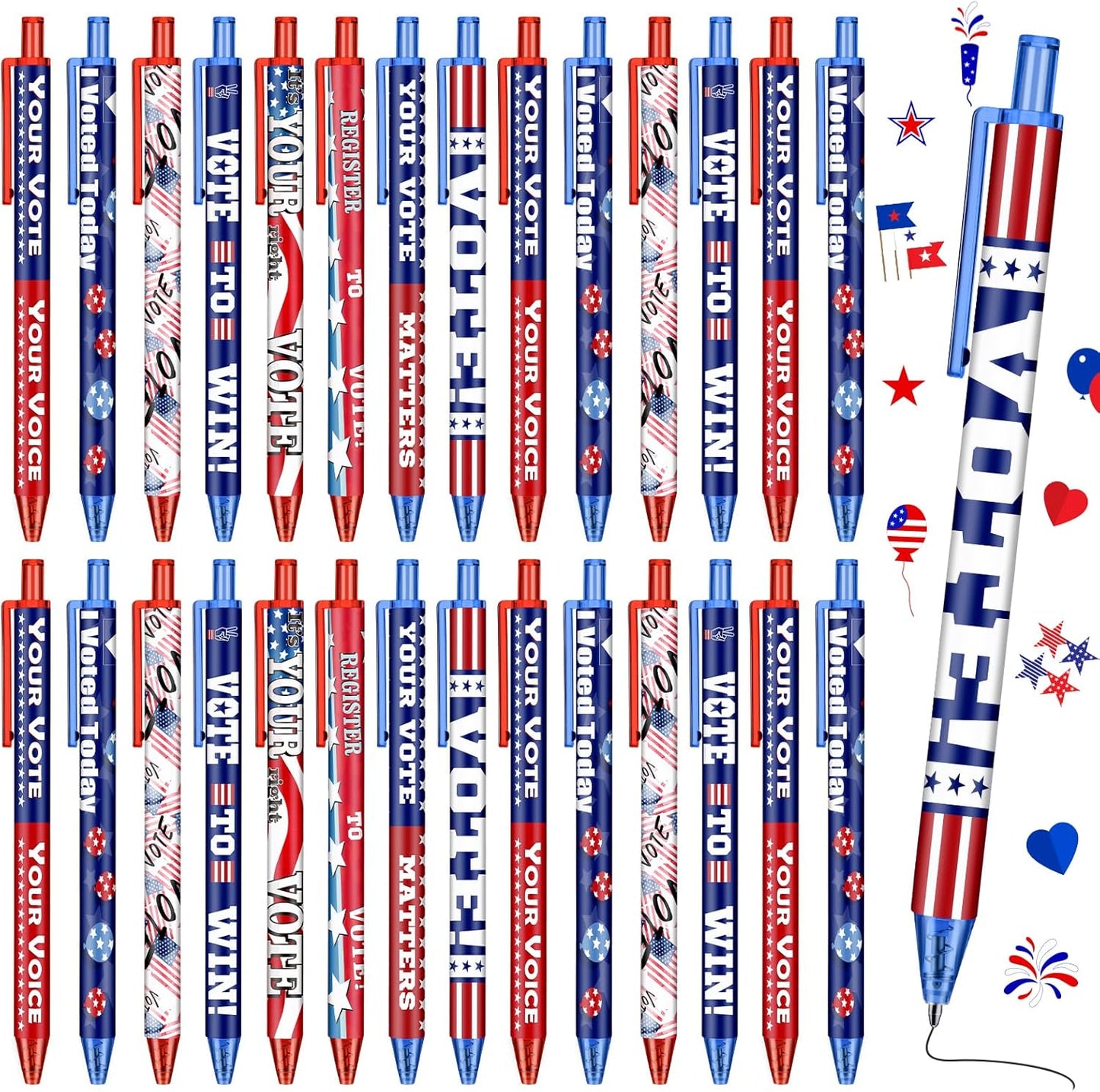 Vote Pens Bulk for Elections - 120 Pieces American Flag Souvenirs