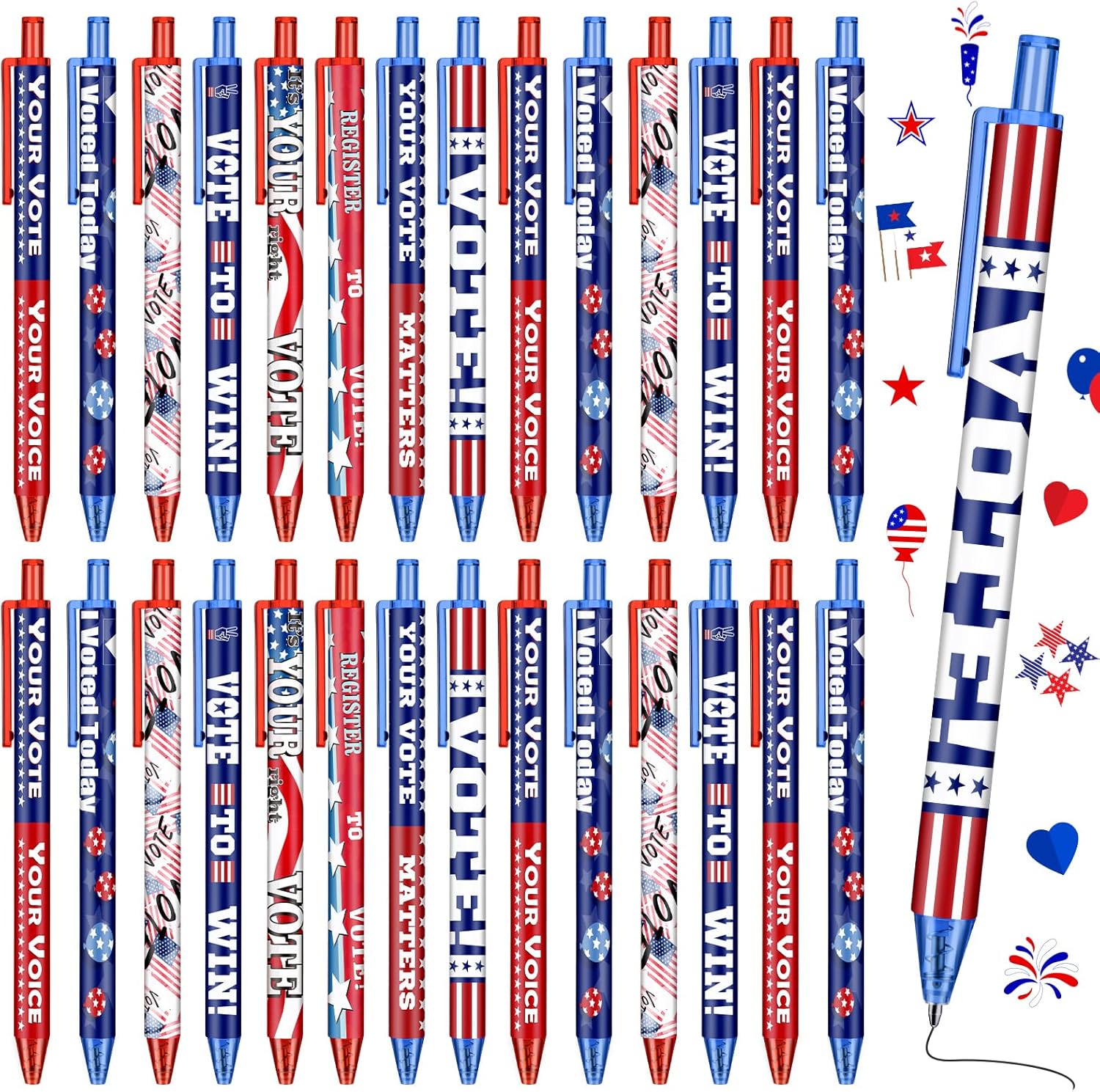 Vote Pens Bulk for Elections - 120 Pieces American Flag Souvenirs