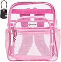 SHYLERO Pink Clear Backpack with TSA Lock and Heavy Duty Design