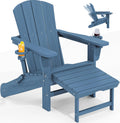 Blue Oversize Adirondack Chair with Ottoman - 380 lb Capacity