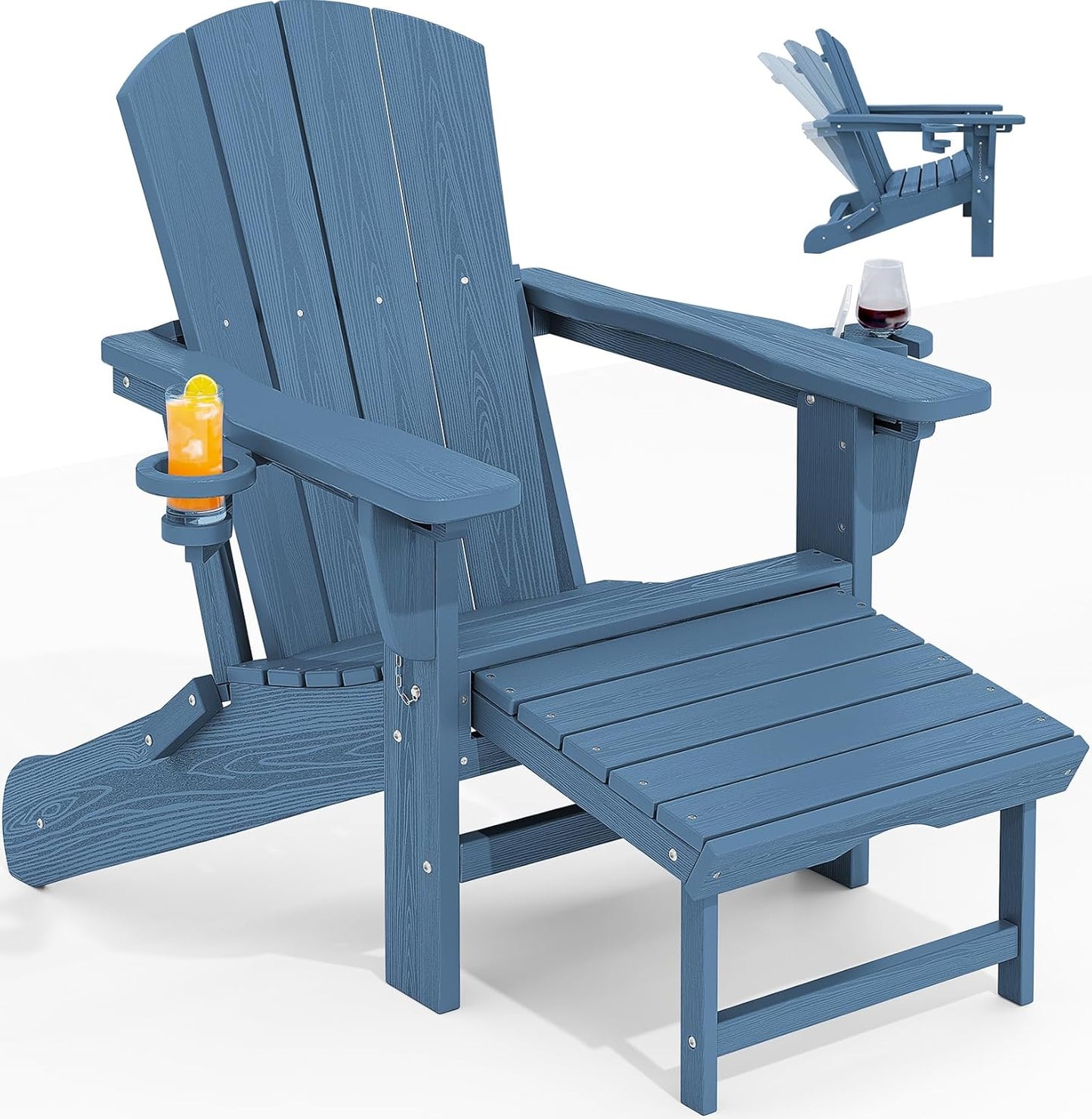Folding Adjustable Adirondack Chair with Ottoman for Relaxation