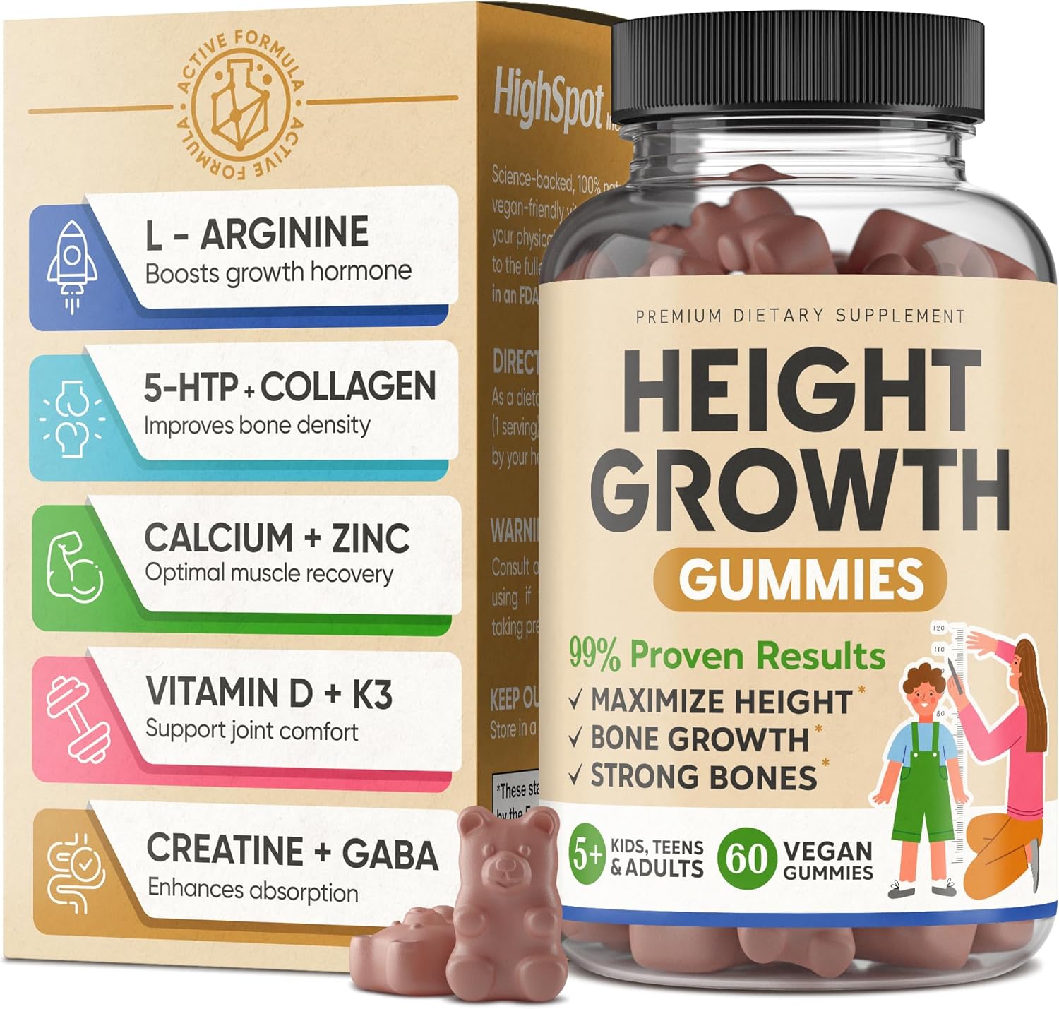 Height Growth Increase Vitamin Gummies for Kids and Adults