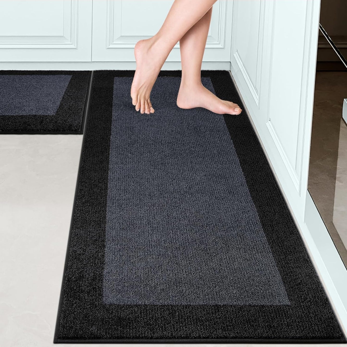 Machine Washable Kitchen Rugs Set of 2 for Home Use