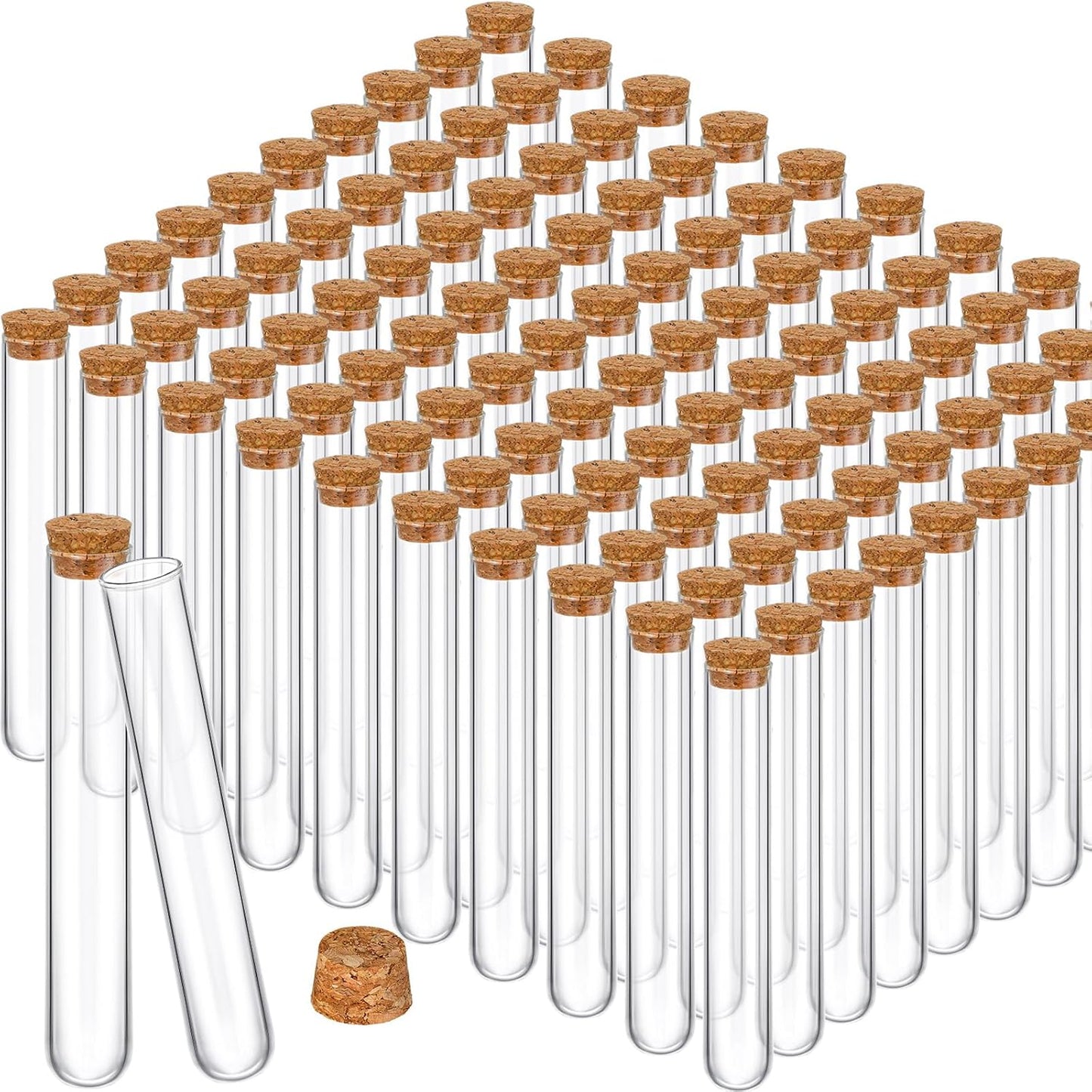 100PCS Glass Test Tubes with Cork Stoppers for Experiments