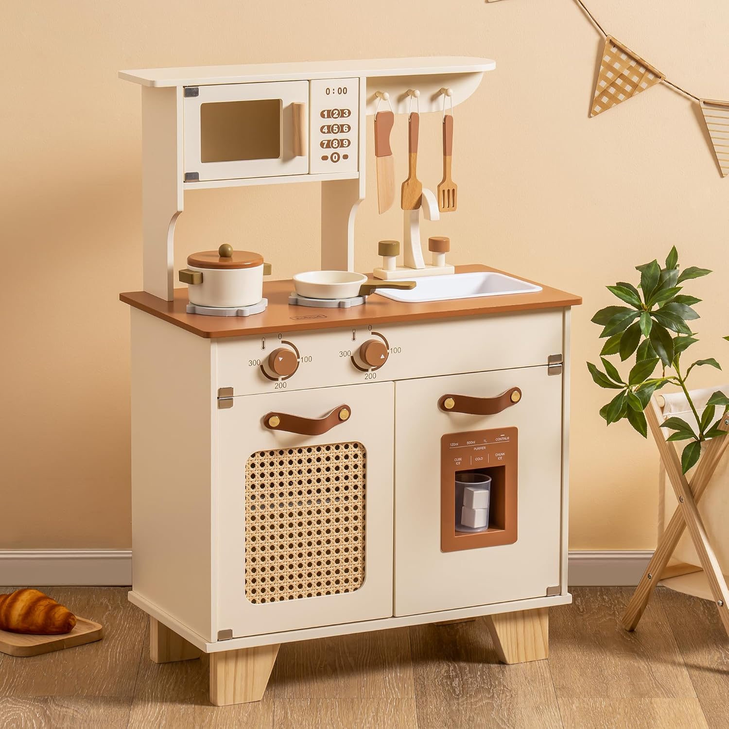 ROBOTIME Play Kitchen Set with Ice Cube Dispenser for Kids