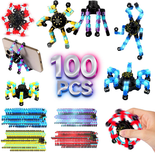 100PCS Glow Fidget Toys Bulk Transformable Spinners for Fun