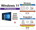 Windows 11 Professional 64 Bit Repair Install DVD with Drivers - 3 PK