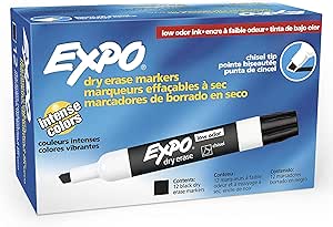 EXPO Low Odor Dry Erase Markers, Chisel Tip, 12 Count Review