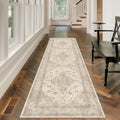 Vintage Floral Washable Non-Slip Runner Rug for Hallways