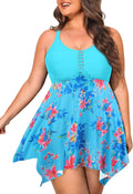 Plus Size Tankini Swimsuit Two Piece Tummy Control Swim Dress Women's