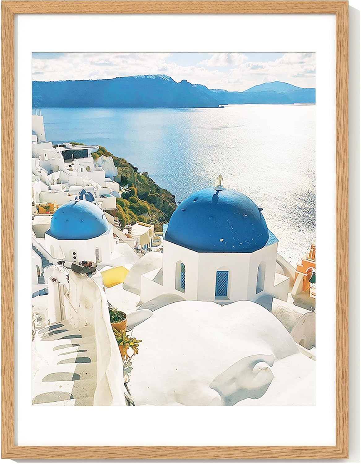 18x24 Poster Frame with Mat for 16x20, Solid Oak Wood Design