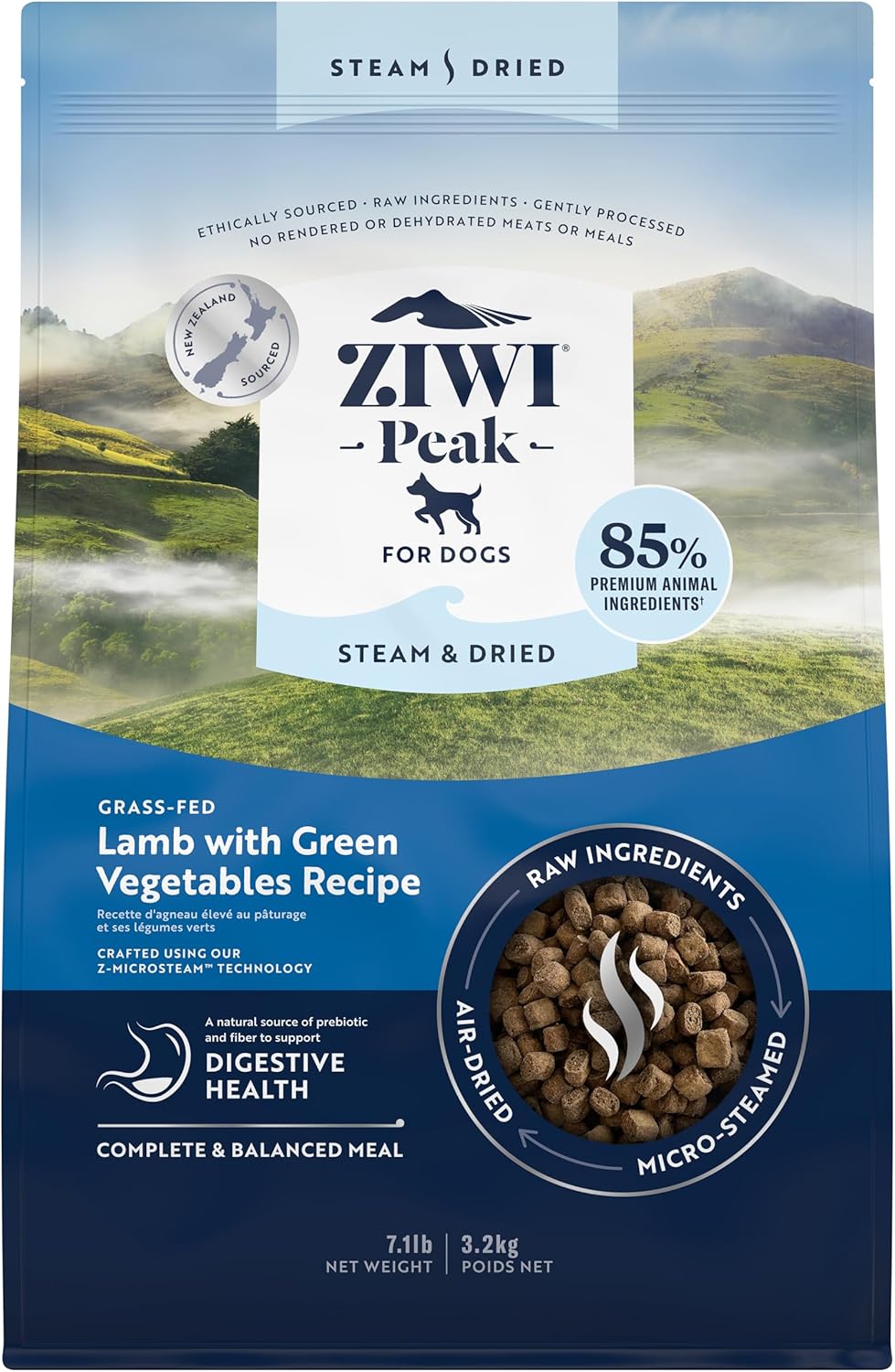 ZIWI Peak Steam & Dried Dog Food - Grass-fed Lamb for All Breeds