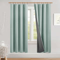 Seafoam Green Linen Blackout Curtain Panels - Full 100% Light Block