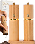 Wooden Salt and Pepper Grinder Set with Gold Accents for Style