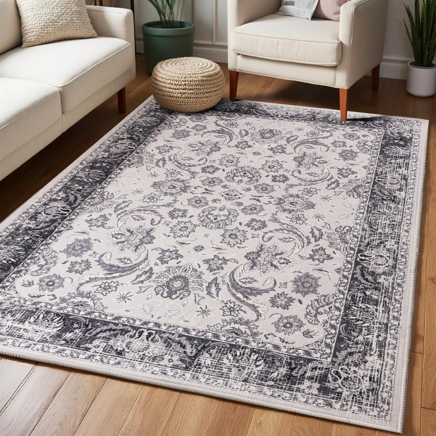 Zentavio Area Rugs 4x6 Washable Non-Slip for Living Rooms
