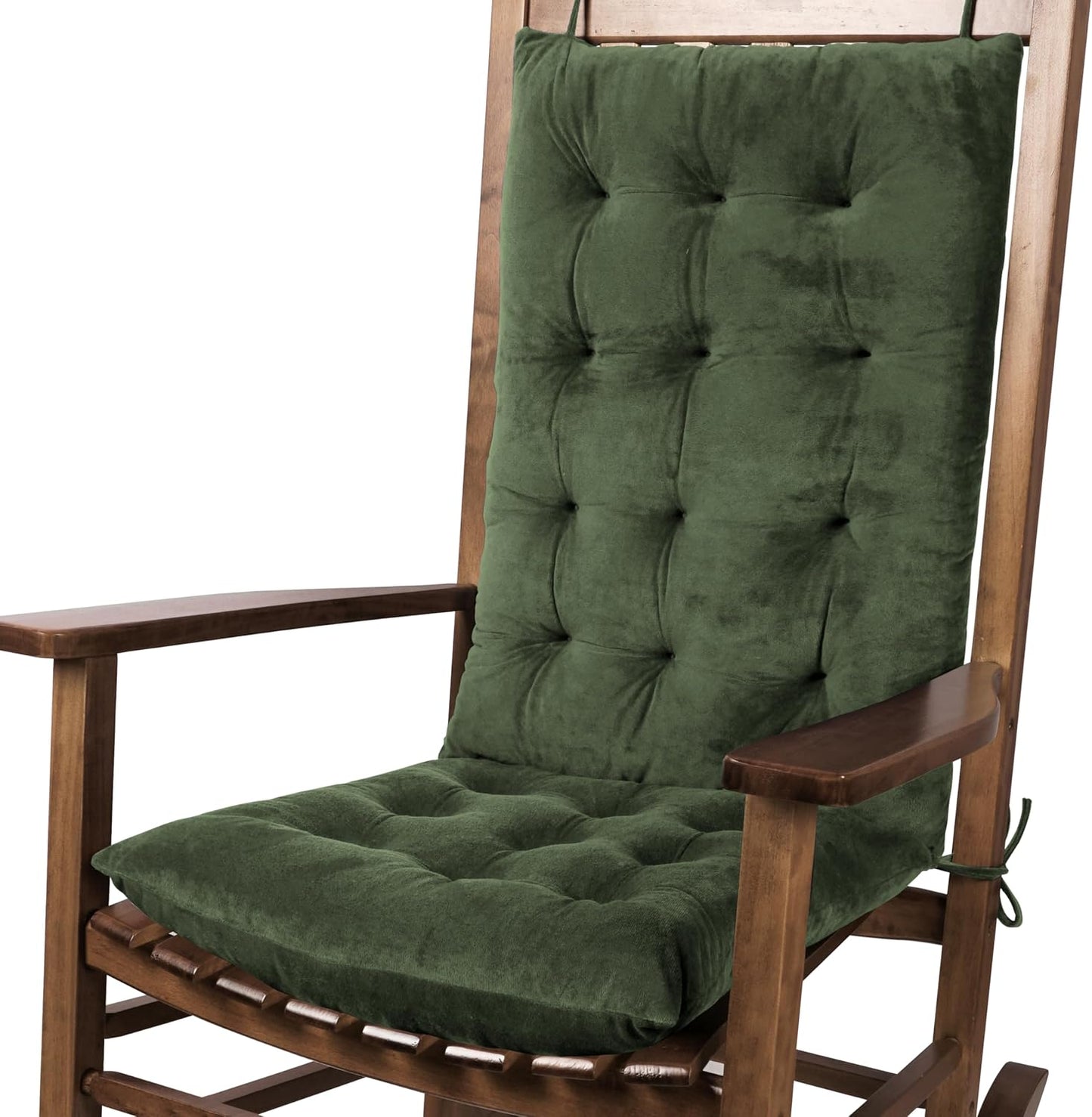 Plush Velvet Green Chair Cushion Set - 2 Pieces