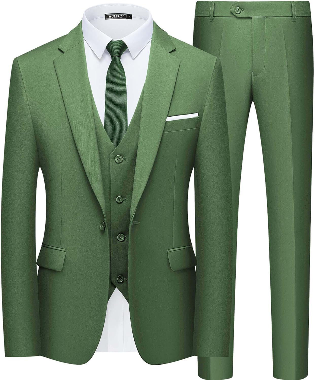 WULFUL Mens Slim Fit Suit for Weddings, Parties, and Business