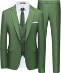 WULFUL Mens Slim Fit Suit One Button 3-Piece - Modern Slim Tuxedo Wash