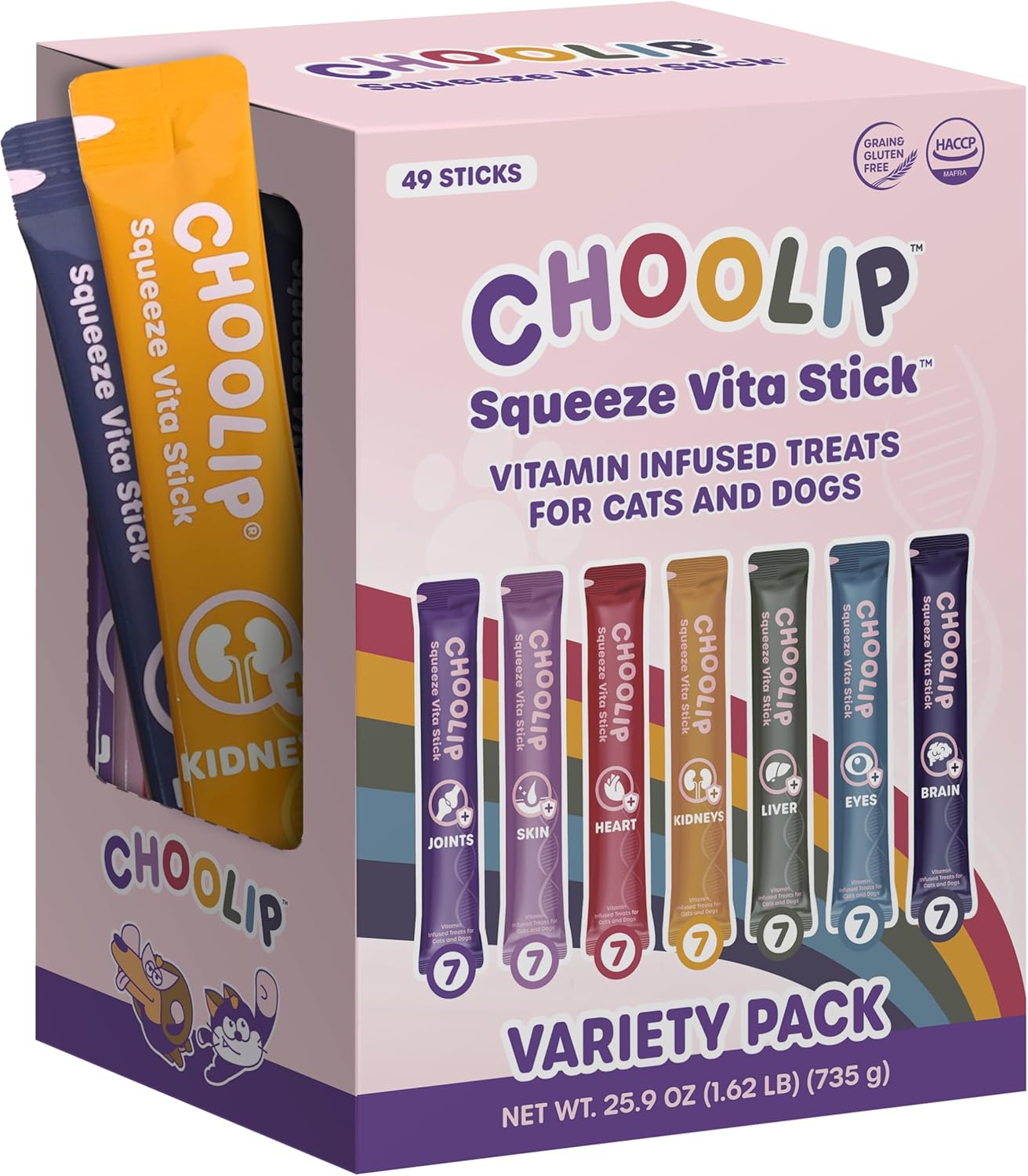 Squeeze Vita Stick Treats for Cats and Dogs - 49 Count Variety