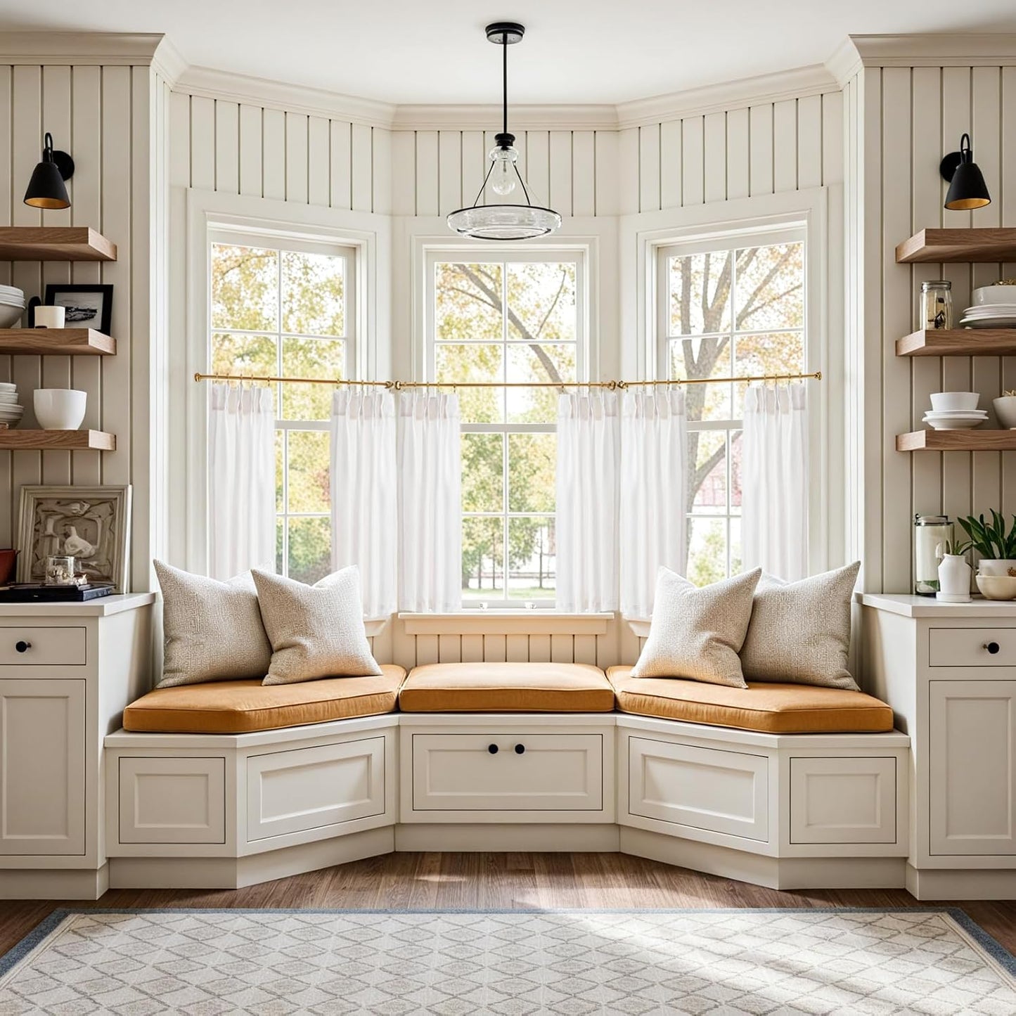 jinchan Linen Pinch Pleated Kitchen Curtains for Farmhouse Style