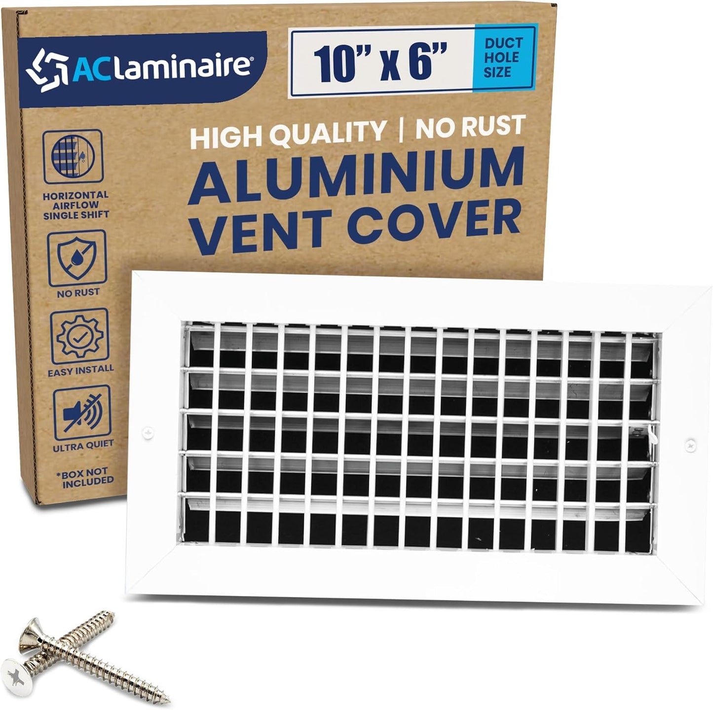 10in x 6in Duct Hole Adjustable Air Supply Register for HVAC