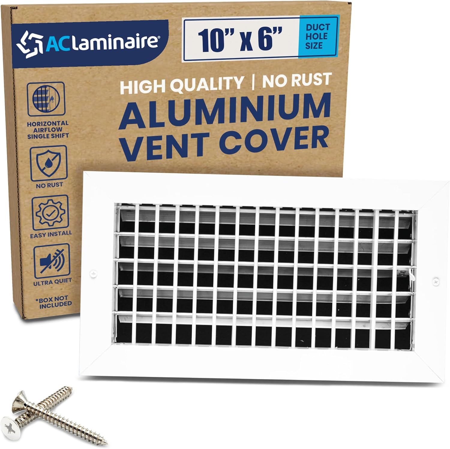 10in x 6in Duct Hole Adjustable Air Supply Register for HVAC