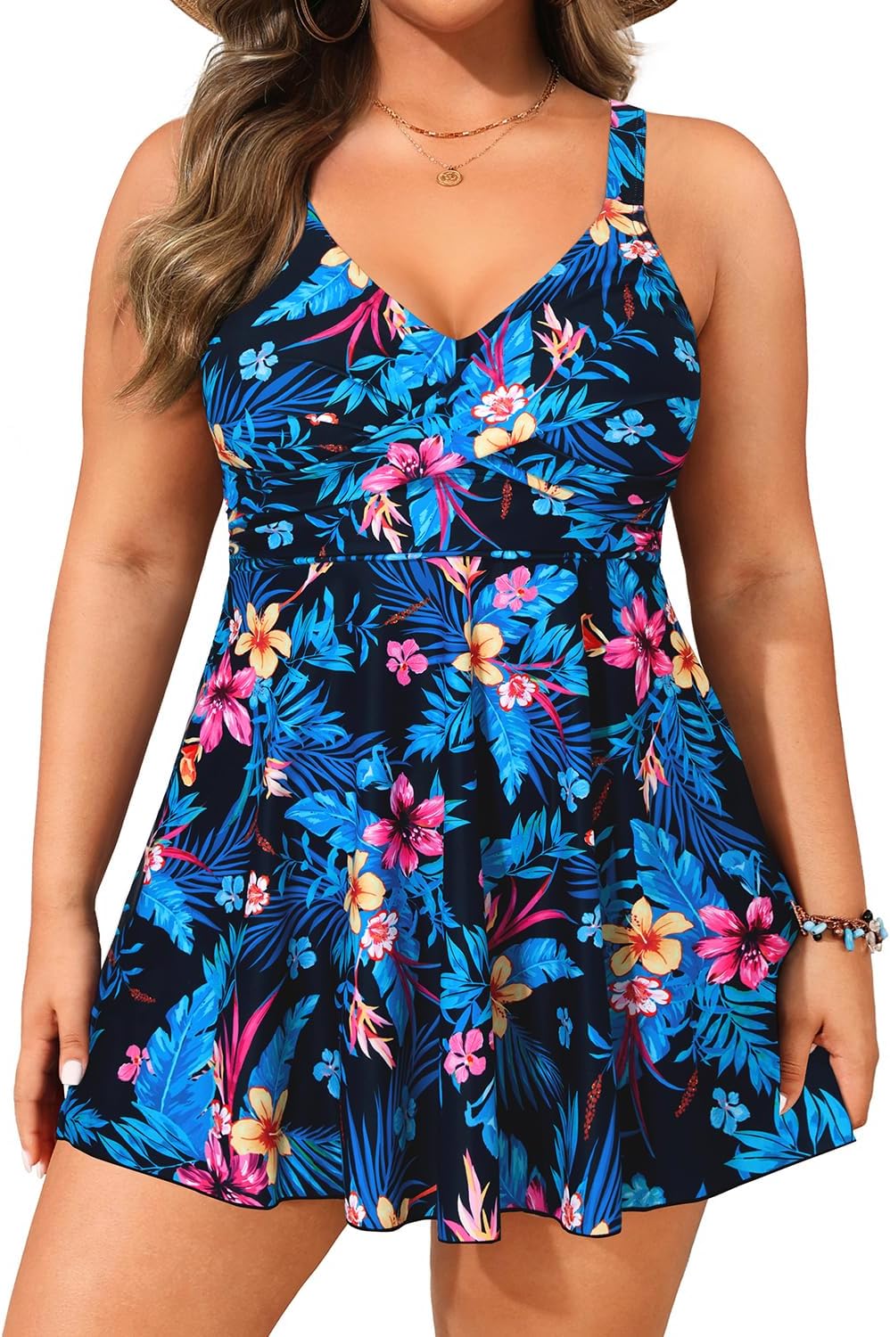 Aqua Eve Plus Size Swim Dress - Stylish Two Piece Tankini