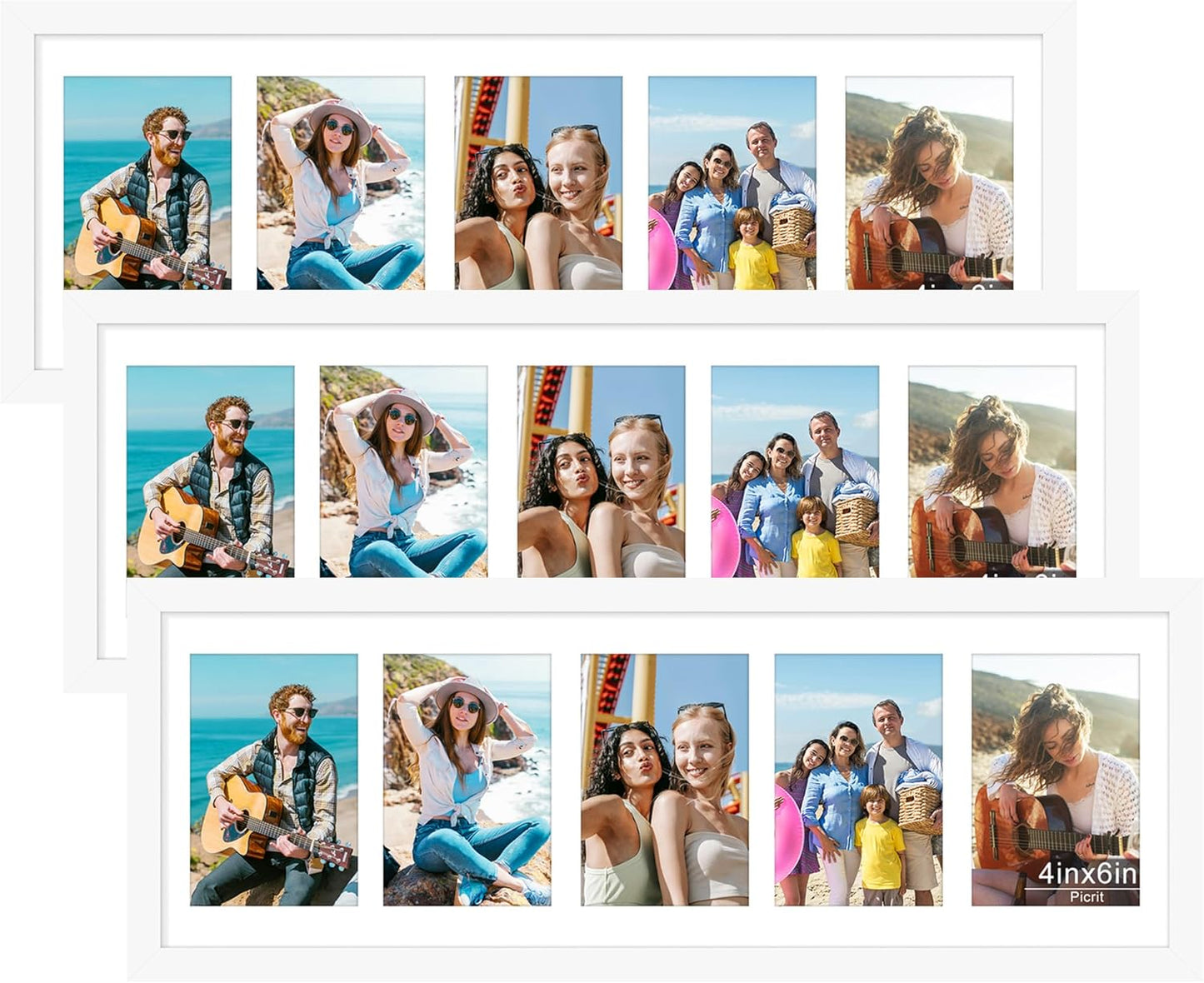 Picrit 8x24 White Collage Picture Frame Set for Photos