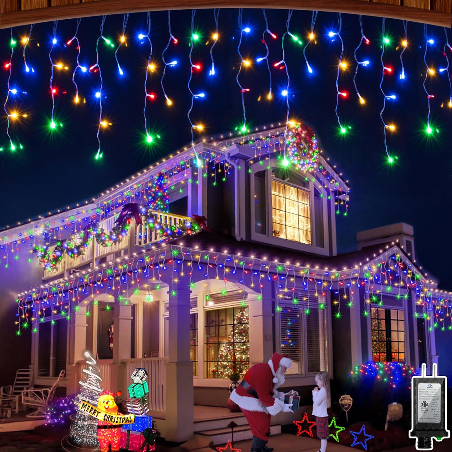 164FT LED Outdoor Christmas Lights with 360 Ice Drops for Decor