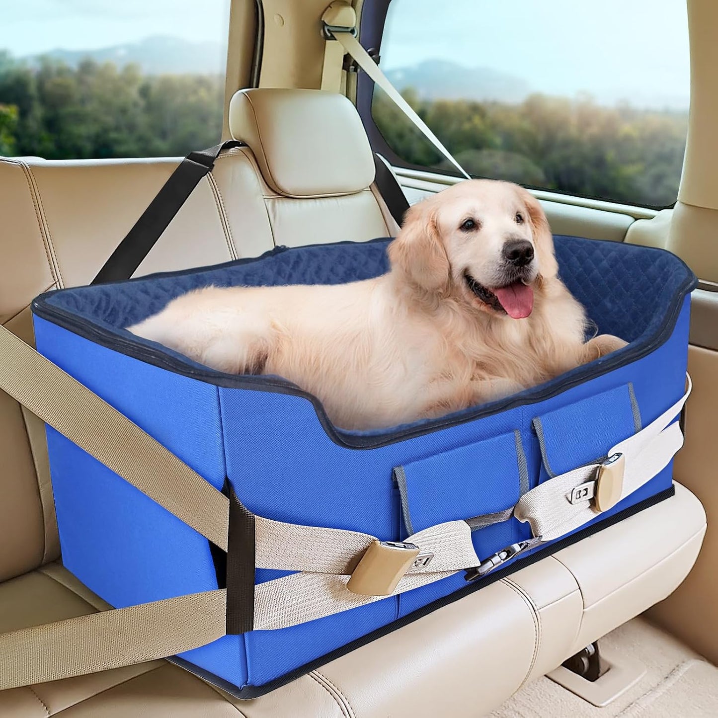 INFANZIA Dog Booster Car Seat for Large Dogs with Safety Leash