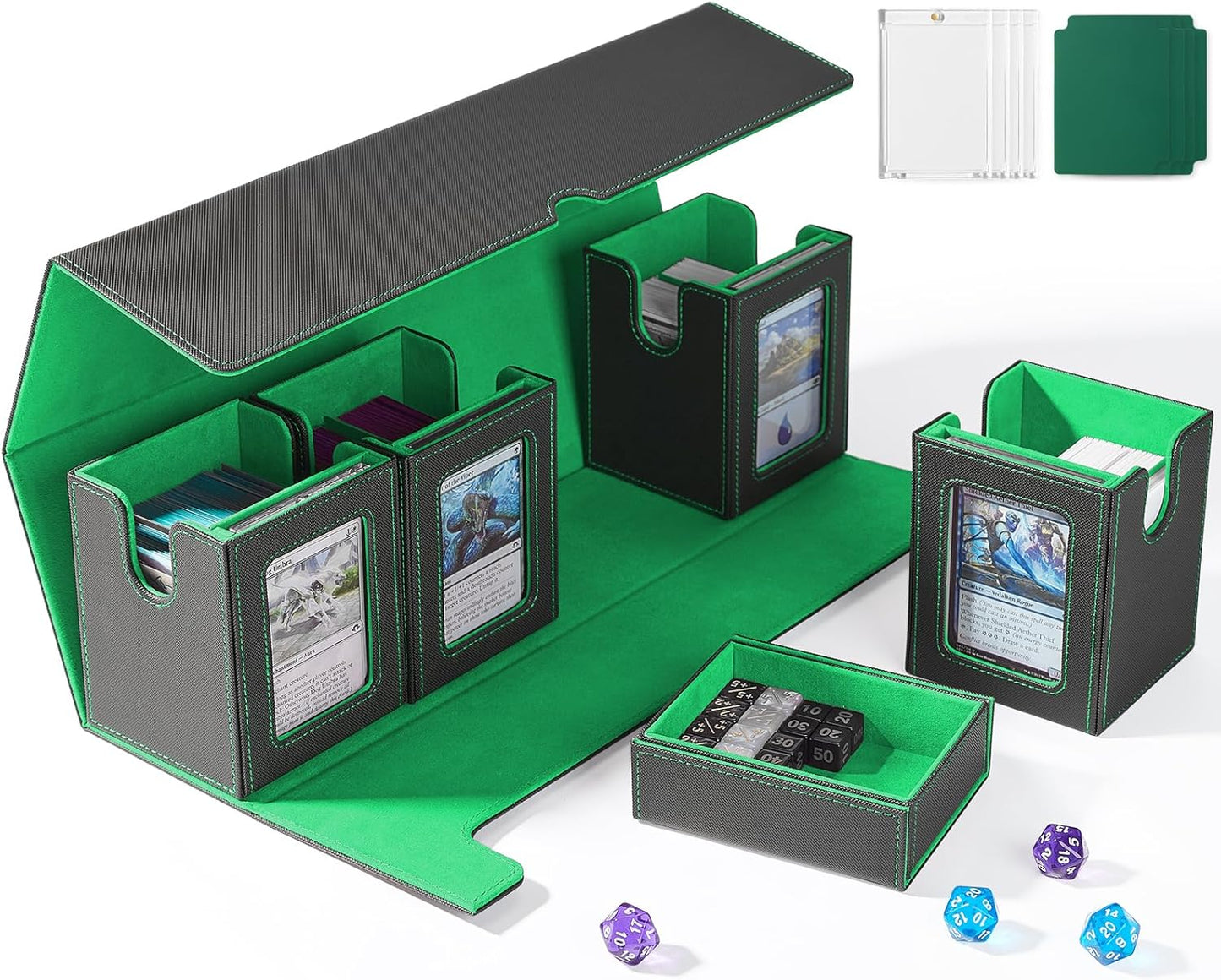 Card Deck Box for MTG with Commander Display - 5 in 1 Case
