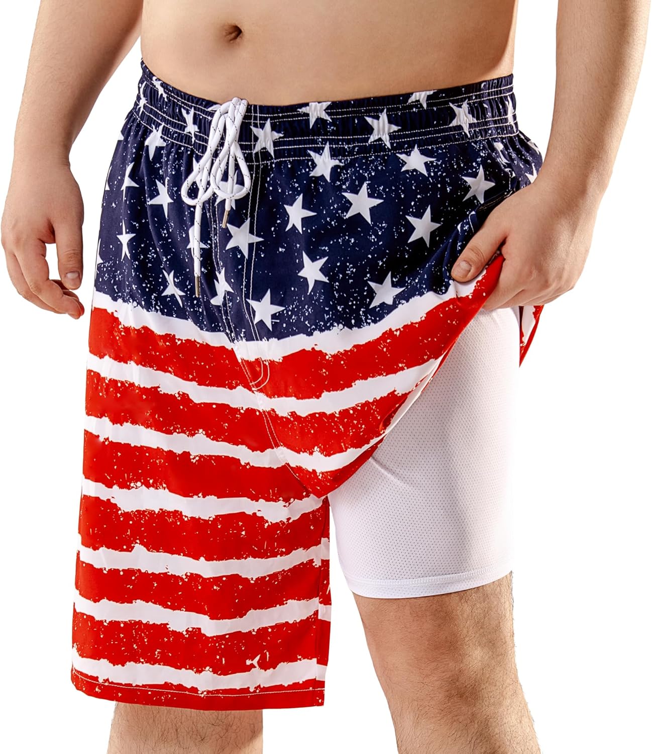 BRISIRA Big and Tall Swim Trunks with Compression Liner for Comfort