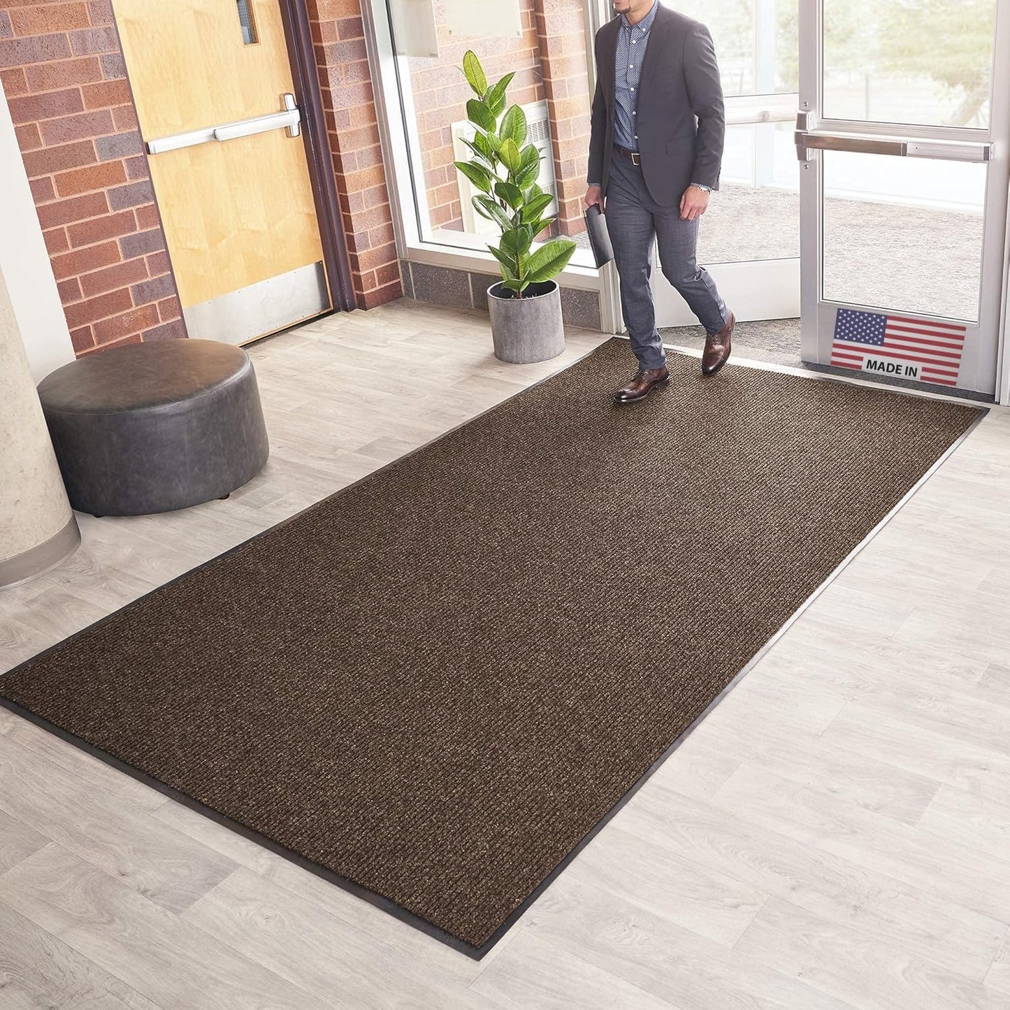 Brush Dry Mat for Indoor/Outdoor Entryways - Heavy-Duty Rug