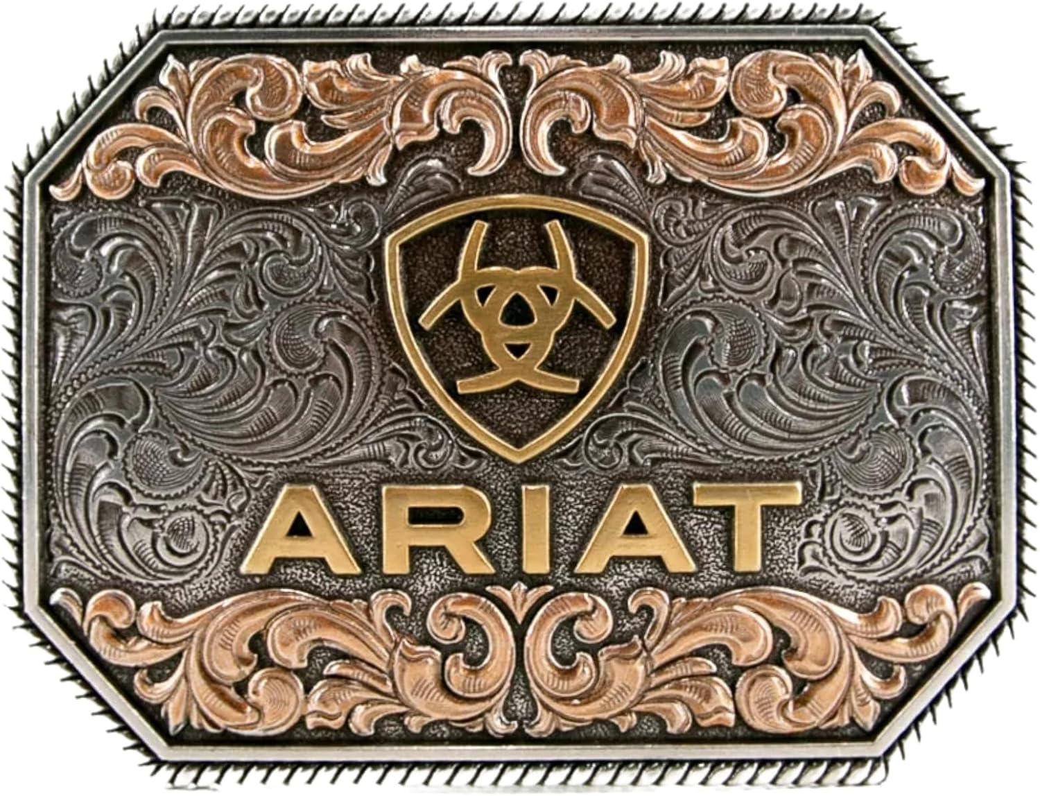 ARIAT Raised Logo Antique Leaf Acc Buckle for Western Style