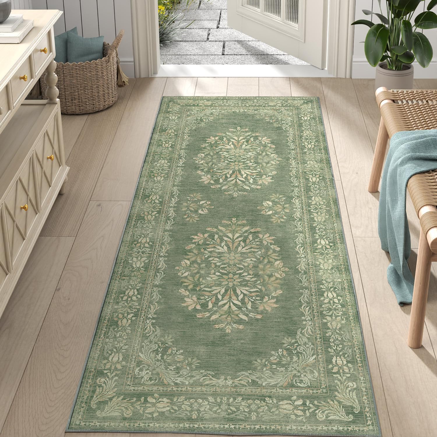 Vintage Floral Runner Rug 2x6 - Soft Non-Slip Carpet for Home
