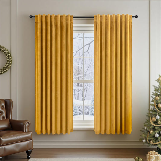Back Tab Velvet Curtains for Bedroom and Office Decor