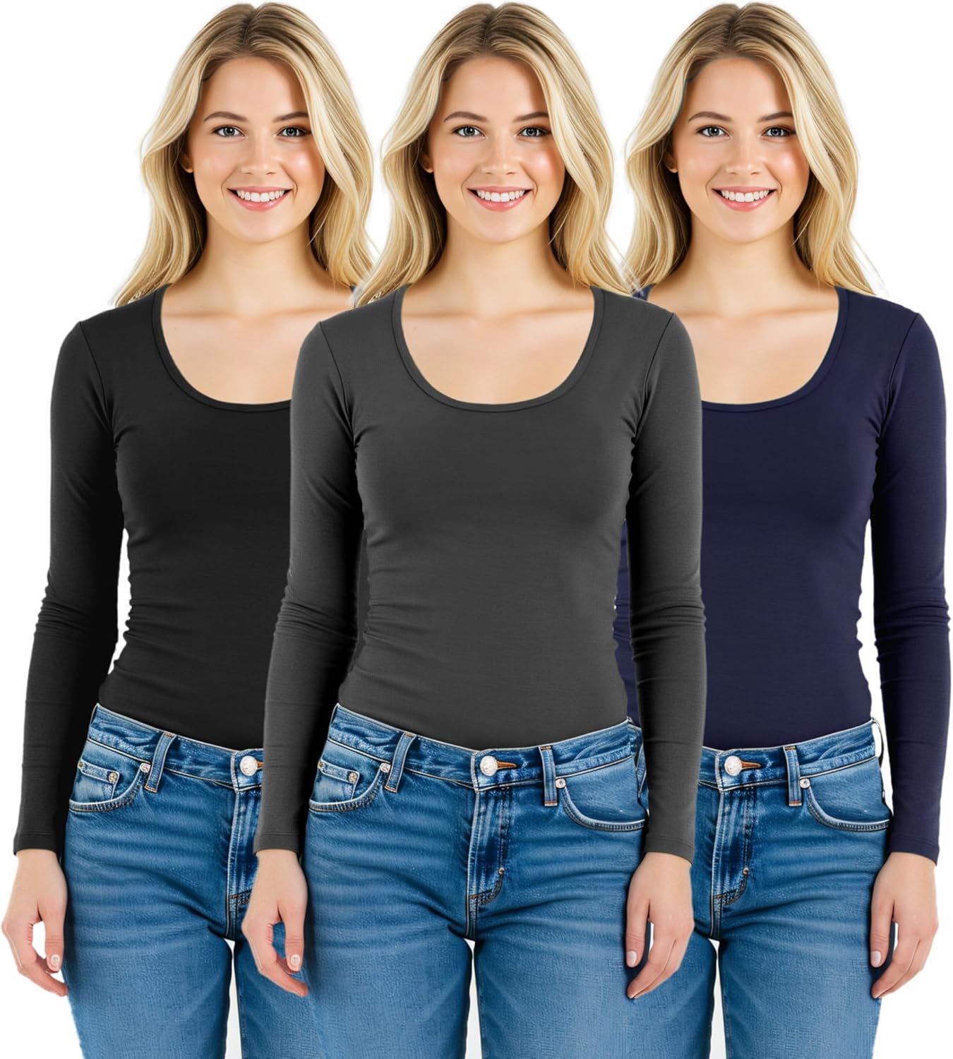 Emmalise Women's Basic Athletic Fit Long Sleeve Tee for Comfort