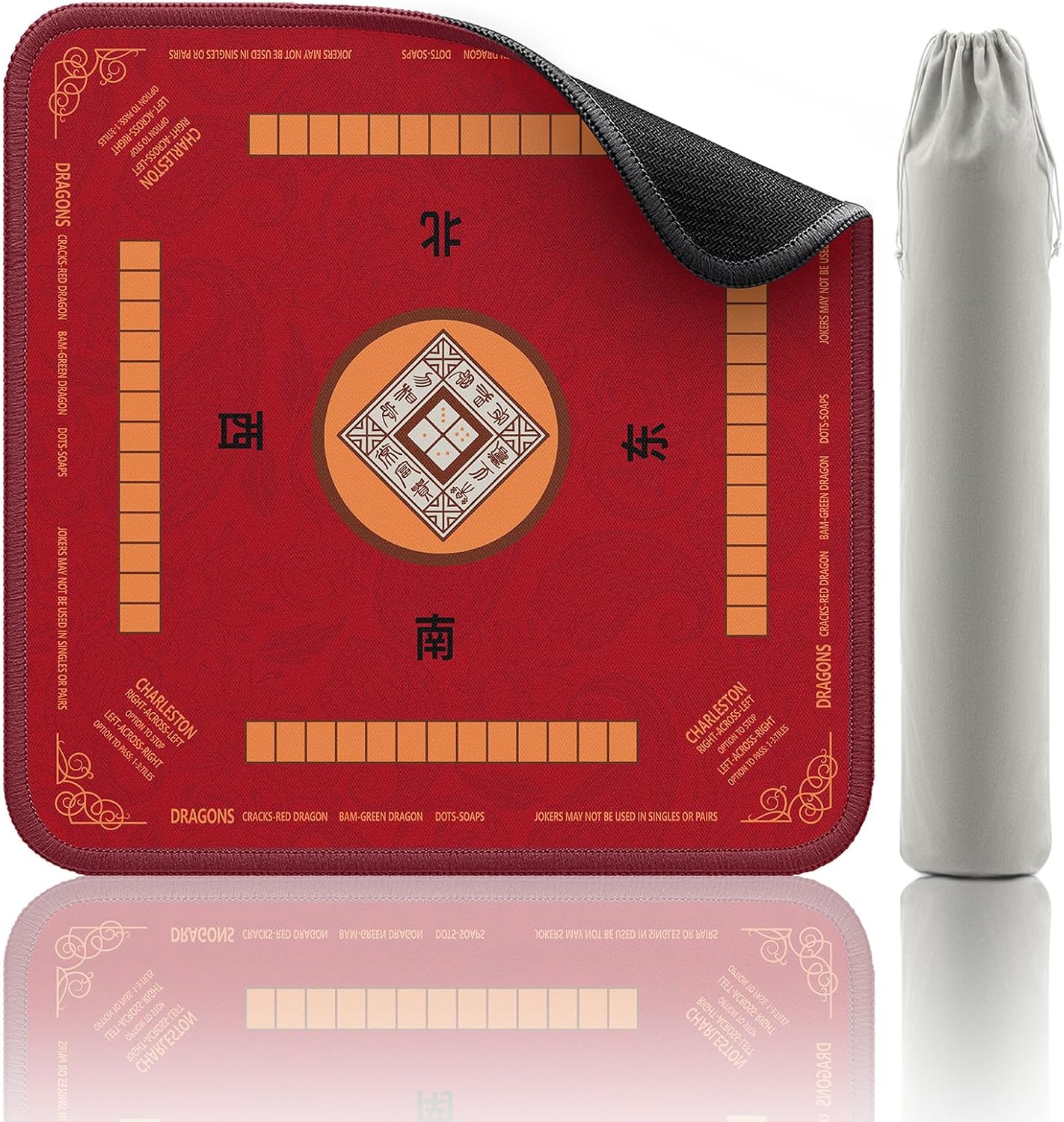 Mahjong Mat with Rules Card for Table Games, Noise Reduction