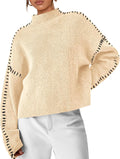PRETTYGARDEN Chunky Knit Sweater Womens Oversized Mock Neck - Cozy