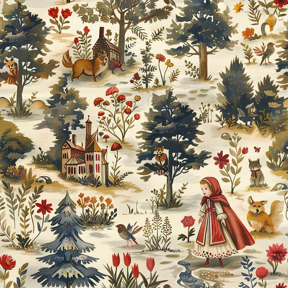 Cute Farm Forest Trees Peel and Stick Wallpaper for Kids Rooms