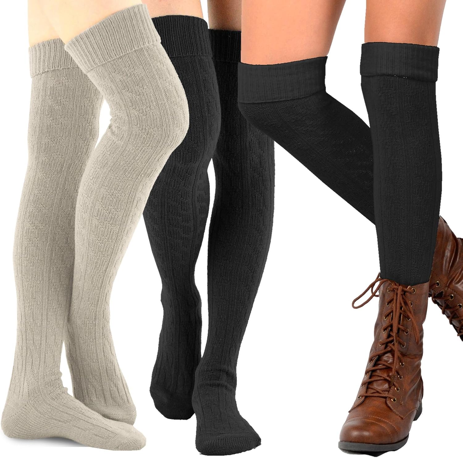 Cotton Slouchy Over-the-Knee Socks by TeeHee