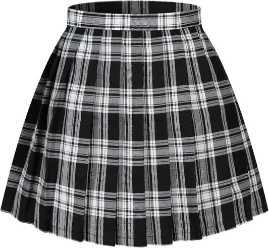 Women Girls Plaid Pleated Skirts by yiwu yucong factory