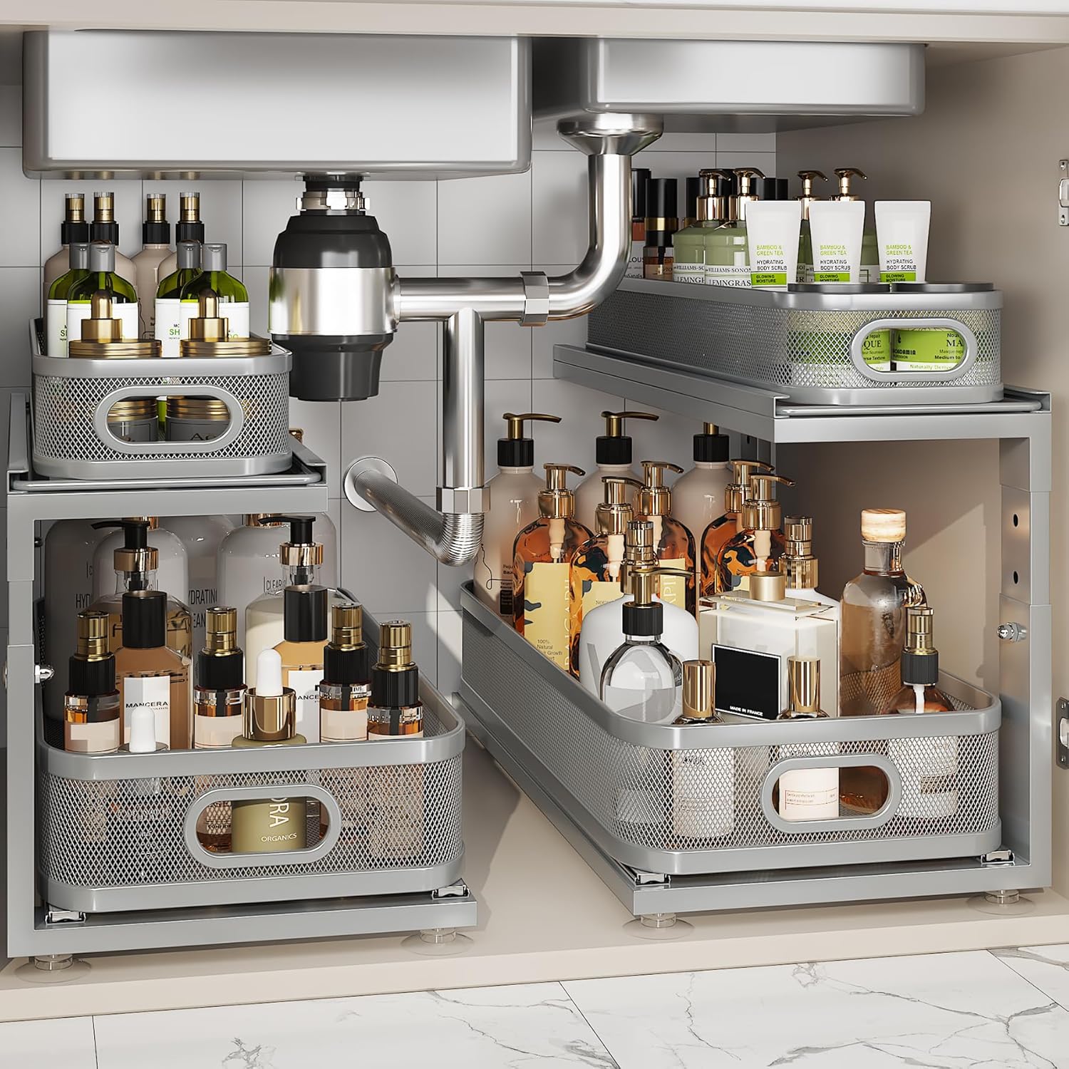 21IN-Depth Under Sink Organizer with Smooth Glide Design