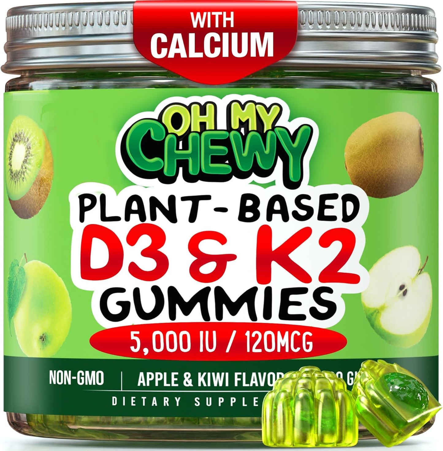 Center-Filled Vitamin D3 K2 Gummies for Healthy Teeth & Bones
