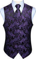 Mens Waistcoat Tie Set 3PC Paisley Floral Jacquard Vest - Formal Fit