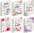 Christian Spiral Notebook Set 6 Pack Prayer Journals - Floral 5.5 x