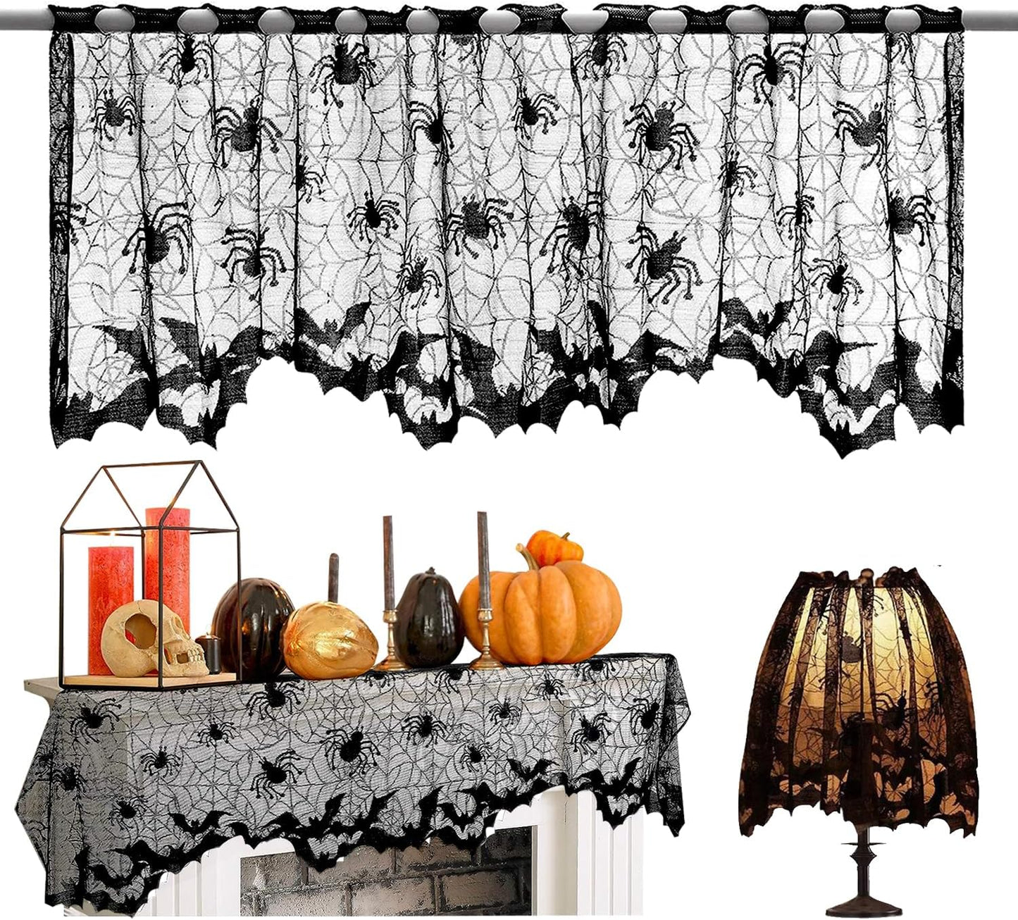 Mikily's Halloween Lace Spider Web Curtain - Elegant Decor Solution